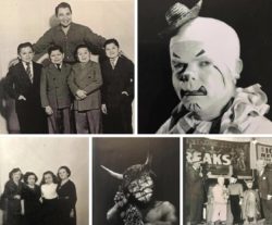 There is a category on this website called world of mirth it’s a bizarre traveling carnival that Sal worked for in 1949 you got a check those photos out here’s a sample Sal was there photographer mask maker mind reader and kept The burlesque girls and midgets in line