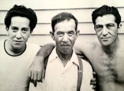 One of my favorite family portraits that Sal took in 1947 my grandfather Captain Tony was heavily involved with some horse track scams he’s on the right my great grandfather Luigi Terracina Costello right in the middle And then my great uncle Joey on the left 42nd St. pool hustler and a hell of a boxer made it to the golden gloves