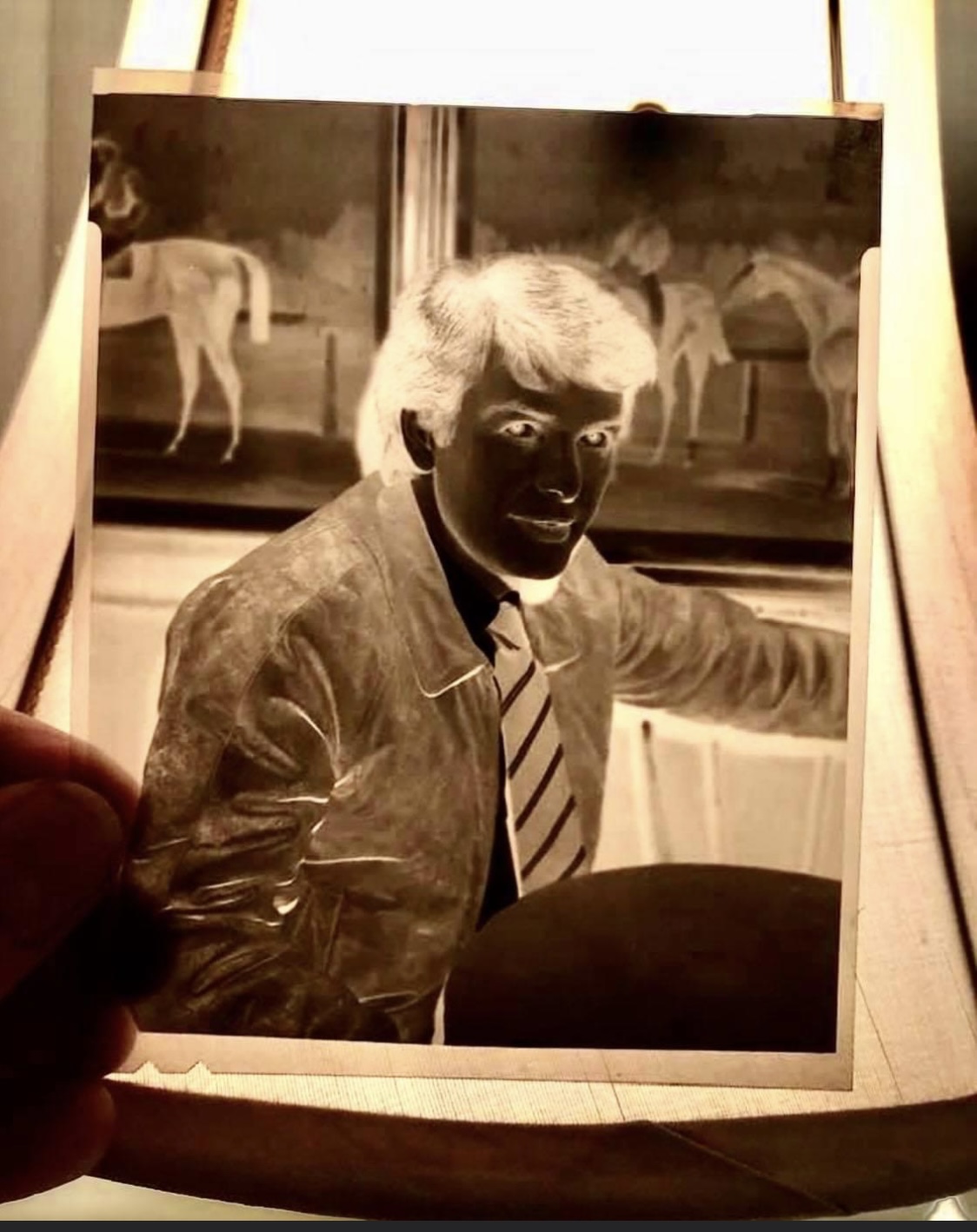 I want to explain something this is not a political statement I buy and sell vintage negatives prints and glass slides I have been doing it for over 30 years it’s one of my occupations this original 4 x 5 inch negative of Donald Trump is spectacular not because he was the most recognize face for over five years besides my great uncle Sal taking this photo in 1972 at a nightclub called the Strawhat in Manhattan he was performing there playing the piano and doing his famous mind reading hypnotizing act the camera Sal used back then was a graphic reflex Pretty much the sharpest send me you can get I don’t know what happened at the club that night but maybe Sal hypnotize Donald I could pretty much say this is the sharpest image of Donald Trump at this time in his life and yes it is for sale