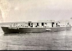 This is my grandfather‘s third boat the greyhound three it was 65 feet long had to super charged diesel engines in it it could pretty much go faster then any Cuban marine patrol boat and pretty much faster than most of the boats with the Coast Guard This boat got to go out to the reef in less than one hour during the day as far as those night smuggling trips to Cuba my grandfather drove it with no running lights This is the boat that he brought the CIA agents back-and-forth to Cuba while he was smuggling rum and sponges